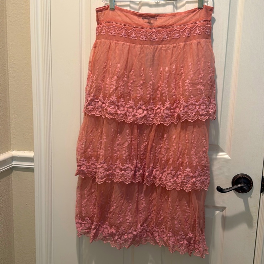 Love Sam Pink tier lace skirt NWT